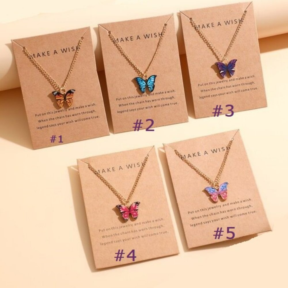 "Make a Wish" Butterfly Pendant Necklaces- Buy all 5 or Individually - Picture 3 of 3